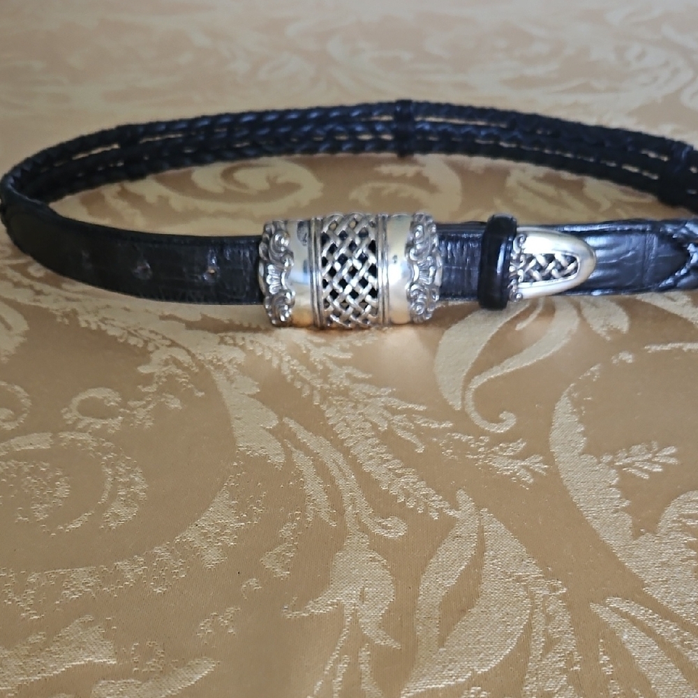 Brighton Black Leather Belt With Silver Buckle